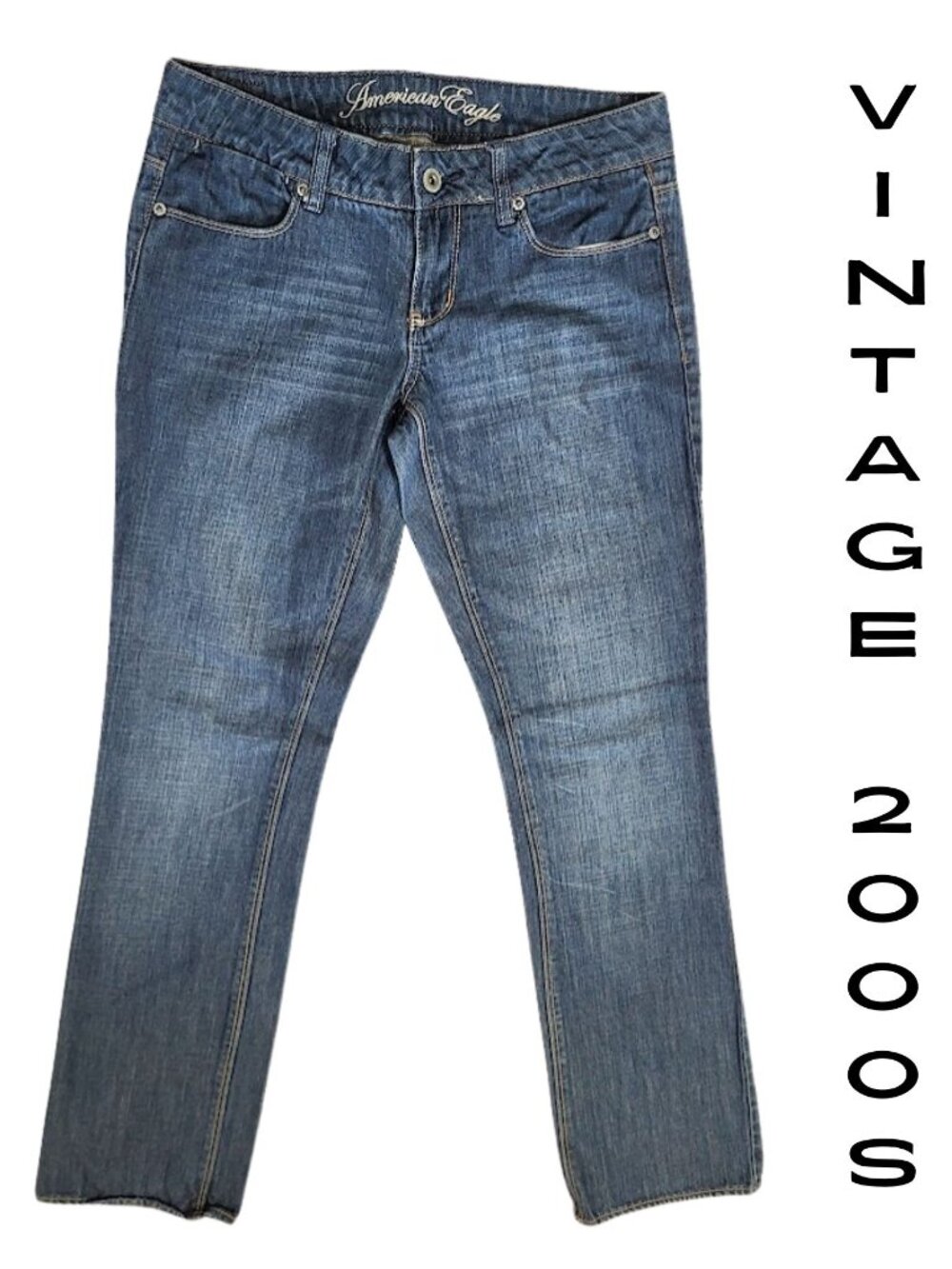 AMERICAN EAGLE Vintage 2000's 77 Straight Low Rise Denim Blue Jeans - Women's 6